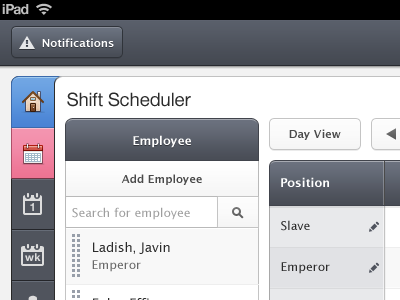 Shift Scheduler chart javin ladish schedule table ui