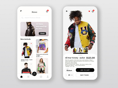 monzz | e commerce store App Design