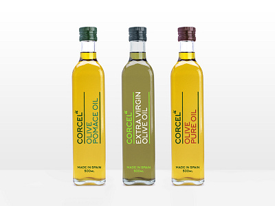 Corcel - olive oil branding glass