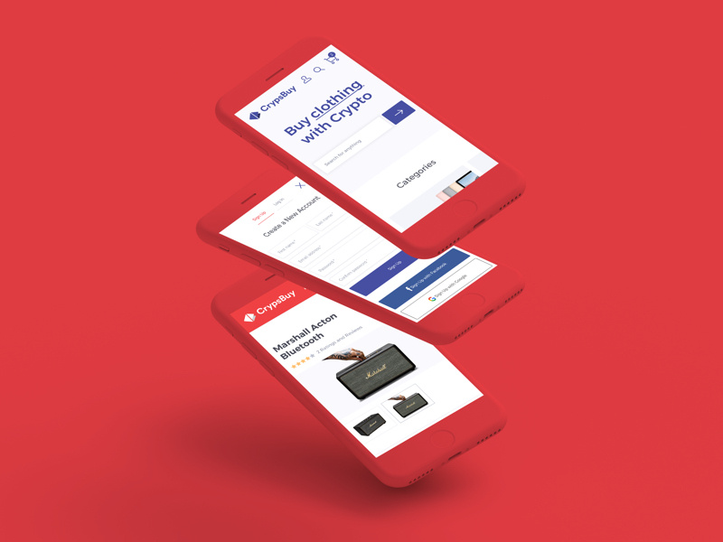 Crypsbuy - Buy with Crypto Currency slides red mobile guidelines cryptocurrency crypsbuy clean brand blue blockchain bitcoin