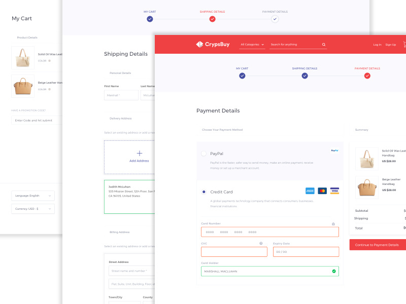 Crypsbuy payment process wizard payment products ecommerce e-commerce branding crypto cryptocurrency web webdesign