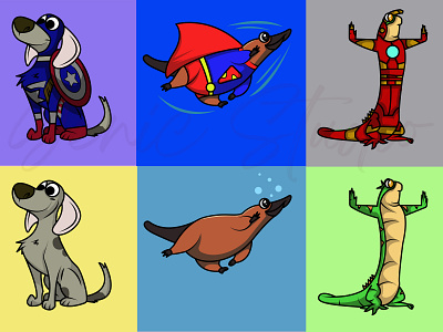 I will make cute vector, animal character for you animal character cute superheroes vector