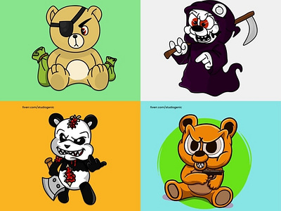 Evil Teddy Bear Monster Cartoon Character