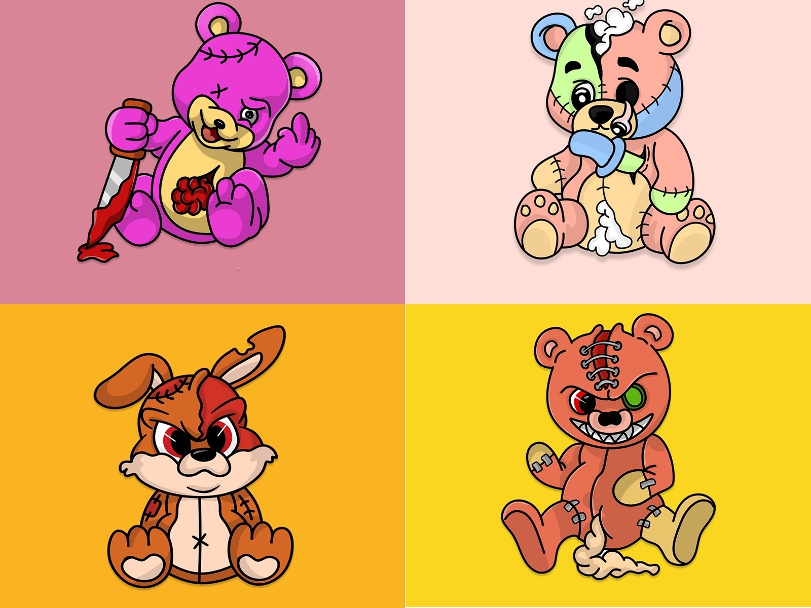 drawings of evil teddy bears
