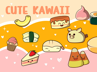 I will draw cute kawaii food cartoon character