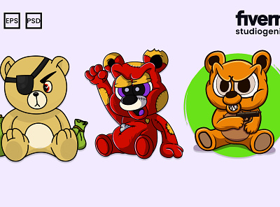 I will draw cute evil teddy bear monster cartoon character bear branding cartoon cartoon character cartooning design design character evil graphic design graphicdesign graphics illustration teddy teddy bear vector