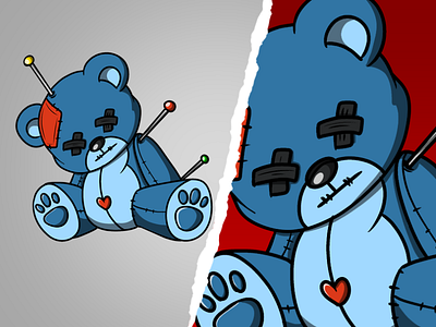 Cute evil teddy bear cartoon