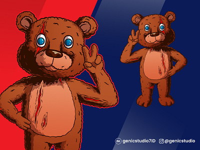 cute teddy bear - Custom Cartoon character and mascot design cute teddy bear evil teddy illustration mascot logo teddy bear