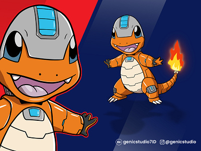 Pokemon Charmander - Custom Cartoon character and mascot design cartoon 2d cartoon illustration pokemon charmander