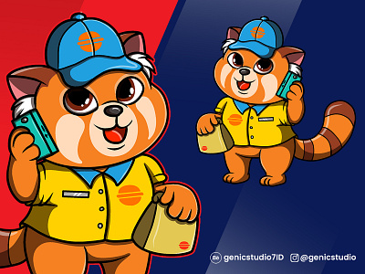 Red Panda Delivery Mascot - Custom Cartoon Character and Mascot cartoon 2d cartoon illustration red panda delivery mascot