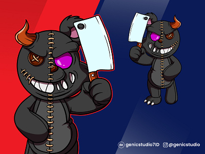 Teddy Bear Knife - Custom Cartoon character and mascot design