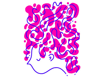 mixed messages blue character face illustration messages pink shapes