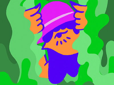 flora blue character green hat illustration jungle orange pink plants purple shapes woman