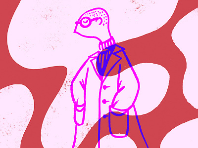 rough + refined bald character coat fashion glasses illustration pink portrait refined rough shapes turtleneck