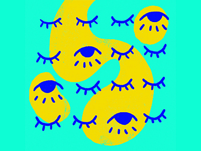 open/close blue close eyelid eyes illustration open shapes yellow