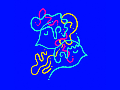 mind meld blue character head illustration people pink portrait shapes yellow