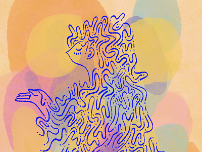 Reconnect abstract blue character illustration lines orange portrait purple shapes yellow