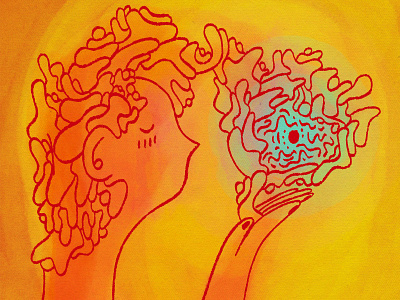 Loading...🧠 abstract brain bright character future illustration loading mind orange shapes yellow