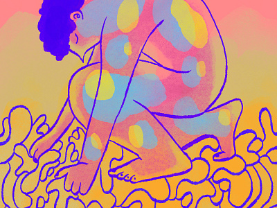 Finding strength blue body character illustration orange shapes strength yellow