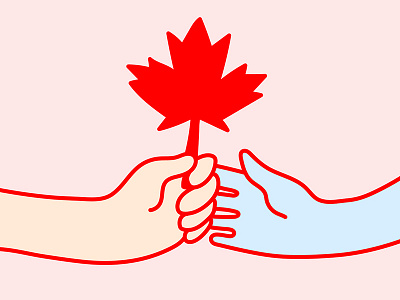 Share a leaf blue canada canada day drawing hands illustration pink red sharing welcoming yellow