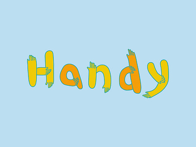 Handy blue hands illustration orange typography words yellow