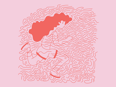 Run with the wind abstract illustration pink red running woman