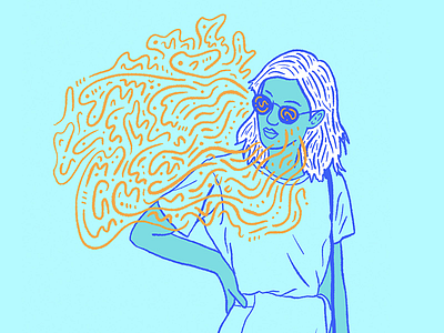 Funky Shades abstract blue fashion illustration orange portrait sunglasses white woman