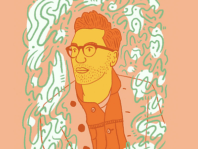 Daydreamin' face fashion glasses green illustration man orange portrait white yellow