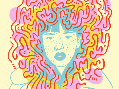 Wild Crown abstract blue face illustration pink portrait red woman yellow