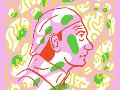Auteur abstract green illustration man pink portrait red white yellow
