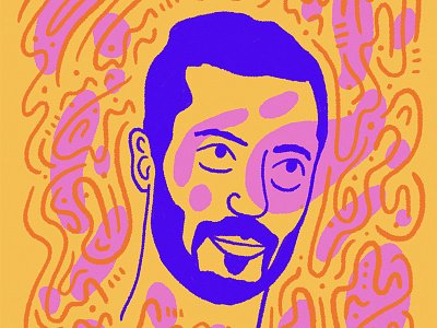 The Look beard blue face illustration man orange pink portrait yellow