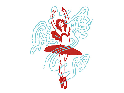 Makin' Moves ballerina ballet blue character dance illustration red woman