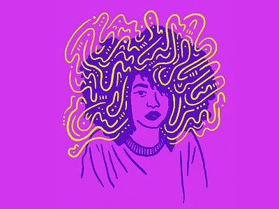 'Round Midnight character illustration portrait purple woman yellow