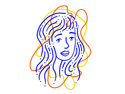 Weekend Eyes blue face illustration orange portrait woman yellow