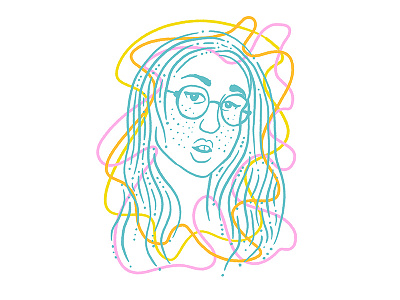 Like whoa blue face freckles glasses illustration pink portrait woman yellow