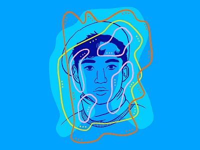 Blue Boy blue character fashion illustration man orange pink portrait yellow