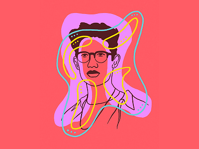 Agitation blue character face glasses illustration man pink portrait red yellow