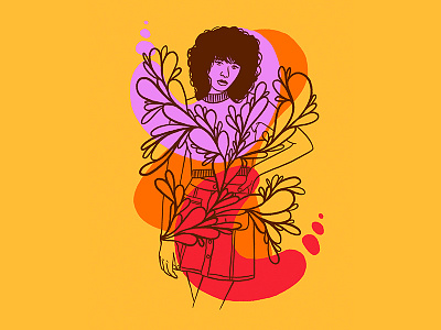 Light as a feather character fashion illustration orange pink portrait red woman yellow