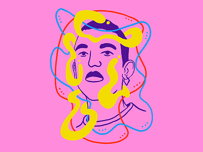 Piece of Mind blue character face illustration man pink portrait red yellow