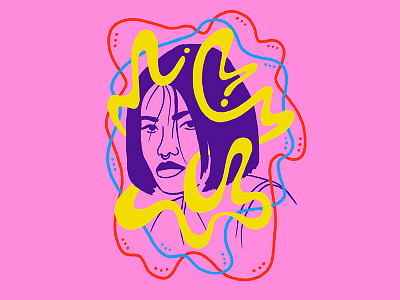 New Lanes blue character face illustration pink portrait purple red woman yellow