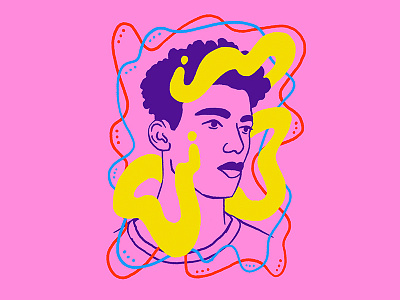 Far Out blue character face illustration man pink portrait purple yellow