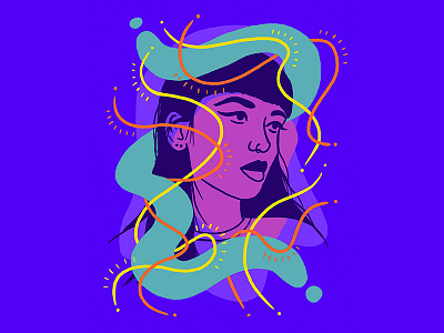 Everything's Fine blue character face illustration orange portrait purple woman yellow