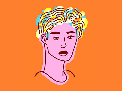 Dreams So Real blue character face illustration man orange pink portrait white yellow