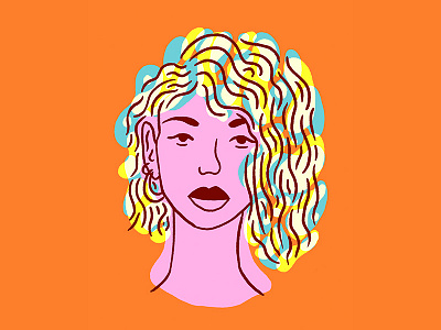 Hazey Jane blue character face illustration orange pink portrait woman yellow