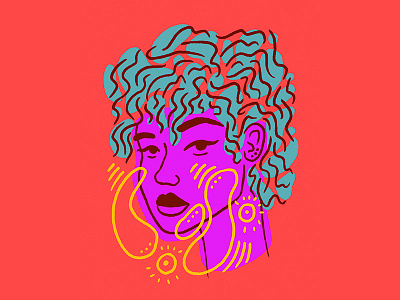 Beyond blue hair illustration pink portrait red woman yellow