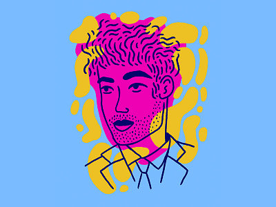 Dapper blue character dapper face illustration man pink portrait suit yellow