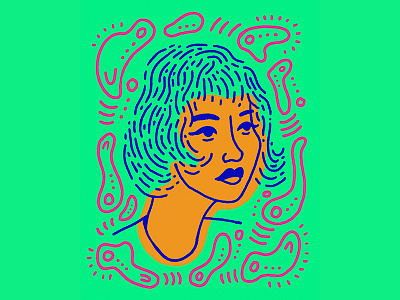 Communication blue character face green illustration orange pink portrait woman
