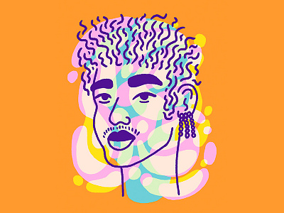 Cool Out blue character face illustration man orange pink portrait white yellow