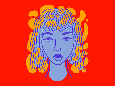 Avalanche blue character face illustration portrait red woman yellow