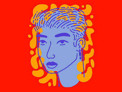 Pause blue character face illustration portrait red yellow